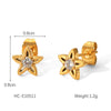 Stainless Steel Butterfly Zircon Star Fivepetal Flower Pearl Earrings With Electroplating For Women