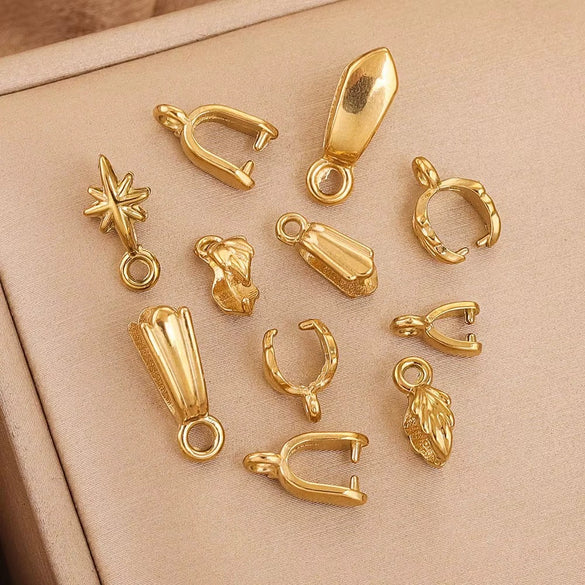 Stainless Steel Button Shape Handmade Diy Pendant Necklace Earrings Accessories With 18K Plated Electroplating Treatment