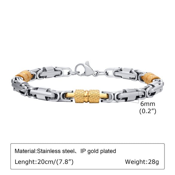 Stainless Steel Byzantine Style Men's Electroplating Handicraft Chain Bracelet