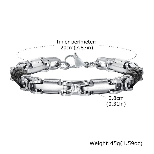 Stainless Steel Byzantine Style Men's Electroplating Handicraft Chain Bracelet