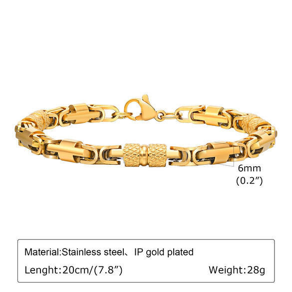 Stainless Steel Byzantine Style Men's Electroplating Handicraft Chain Bracelet