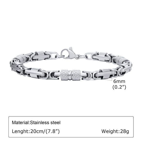 Stainless Steel Byzantine Style Men's Electroplating Handicraft Chain Bracelet