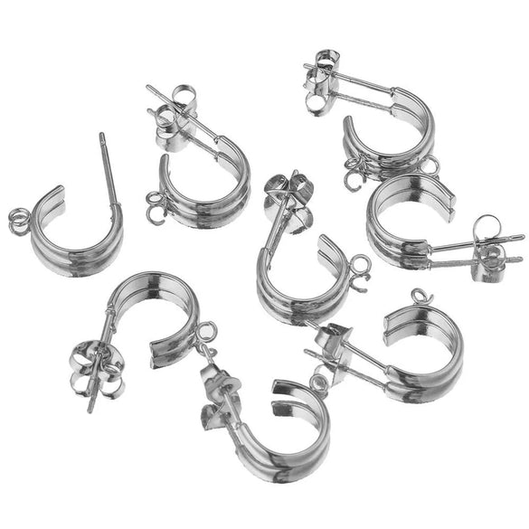 Stainless Steel C Shape Earring Accessories With Welding And Electroplating