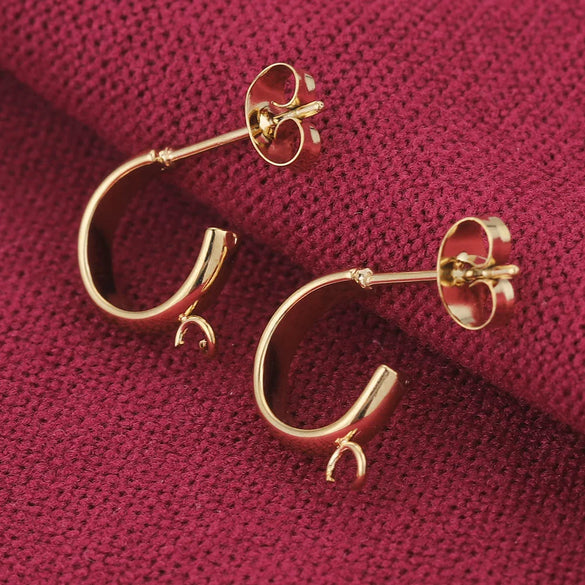 Stainless Steel C Shape Earring Accessories With Welding And Electroplating