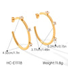 Stainless Steel C Shape Hoop Earrings With Zircon Inlay Geometric Ins Style Electroplated Fashion Earrings For Women