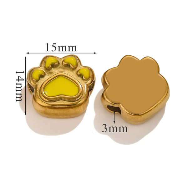 Stainless Steel Cartoon Beads With Oil Dropping Large Hole Eight Eyes Pattern 18K Gold Vacuum Plated Diy Bracelet Jewelry Accessories