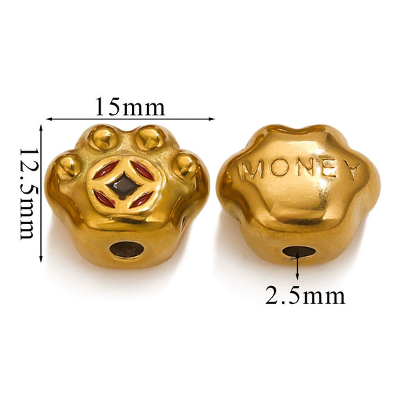 Stainless Steel Cartoon Beads With Oil Dropping Large Hole Eight Eyes Pattern 18K Gold Vacuum Plated Diy Bracelet Jewelry Accessories