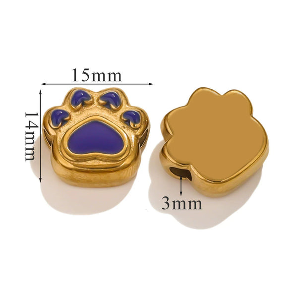 Stainless Steel Cartoon Beads With Oil Dropping Large Hole Eight Eyes Pattern 18K Gold Vacuum Plated Diy Bracelet Jewelry Accessories