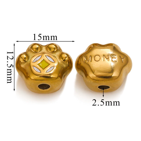 Stainless Steel Cartoon Beads With Oil Dropping Large Hole Eight Eyes Pattern 18K Gold Vacuum Plated Diy Bracelet Jewelry Accessories