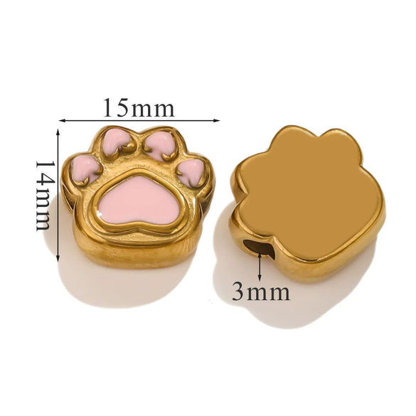 Stainless Steel Cartoon Beads With Oil Dropping Large Hole Eight Eyes Pattern 18K Gold Vacuum Plated Diy Bracelet Jewelry Accessories