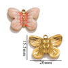 Stainless Steel Cartoon Butterfly Pendant Jewelry Accessories With Oil Dropping Enamel And Vacuum Gold Plated