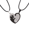 Stainless Steel Cartoon Cat Couple Puzzle Pendant Necklace With Electroplated Finish Unisex Animal Jewelry Gift