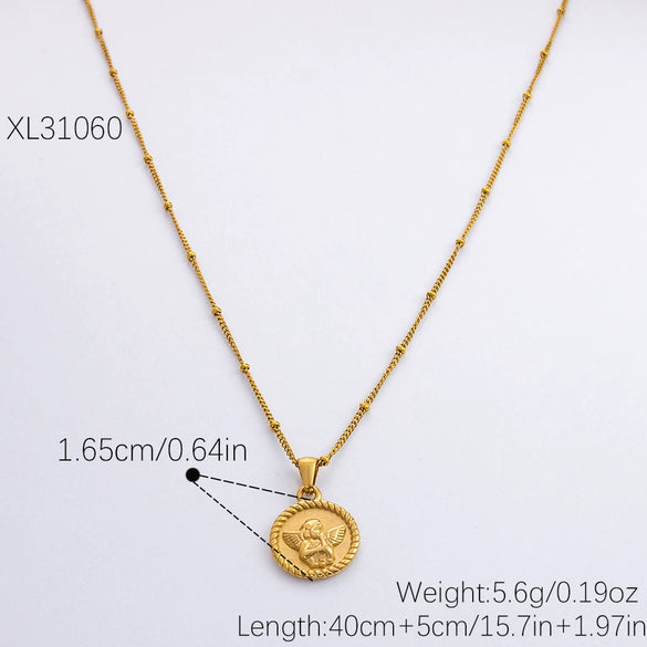 Stainless Steel Cartoon Characters Pendant Clavicle Chain Electroplated Love Necklace For Women