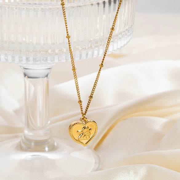 Stainless Steel Cartoon Characters Pendant Clavicle Chain Electroplated Love Necklace For Women