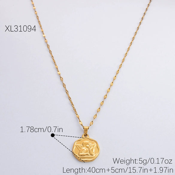 Stainless Steel Cartoon Characters Pendant Clavicle Chain Electroplated Love Necklace For Women