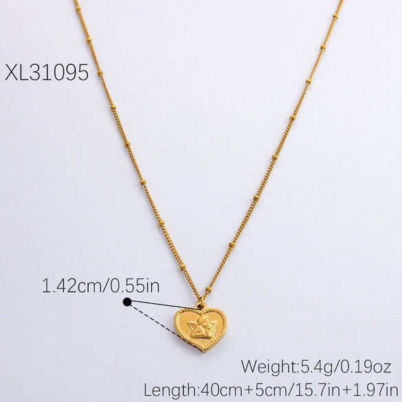 Stainless Steel Cartoon Characters Pendant Clavicle Chain Electroplated Love Necklace For Women
