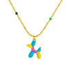 Stainless Steel Cartoon Dog Pendant Necklace With Electroplating And Round Bead Chain