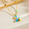 Stainless Steel Cartoon Dog Pendant Necklace With Electroplating And Round Bead Chain