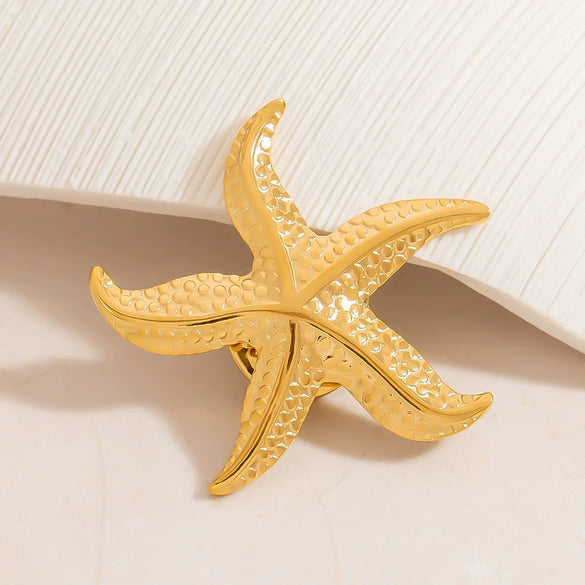 Stainless Steel Cartoon Style Marine Brooch With Electroplating
