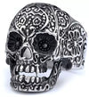 Stainless Steel Carved Skull Ring Polish Trendy Unisex