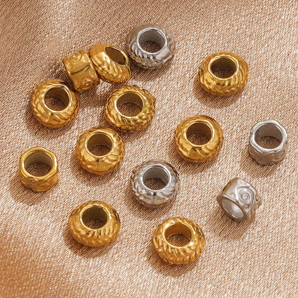 Stainless Steel Cast Bead Jewelry Accessories Electroplated Round Beads With Leather Rope Buckle Do Not Fade