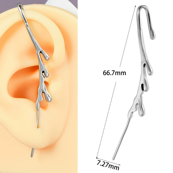 Stainless Steel Cast Serpentine Punk Ear Piercing Earrings With Polishing