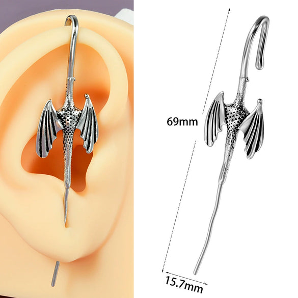Stainless Steel Cast Serpentine Punk Ear Piercing Earrings With Polishing