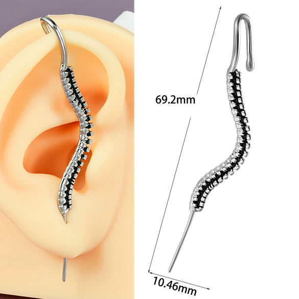 Stainless Steel Cast Serpentine Punk Ear Piercing Earrings With Polishing