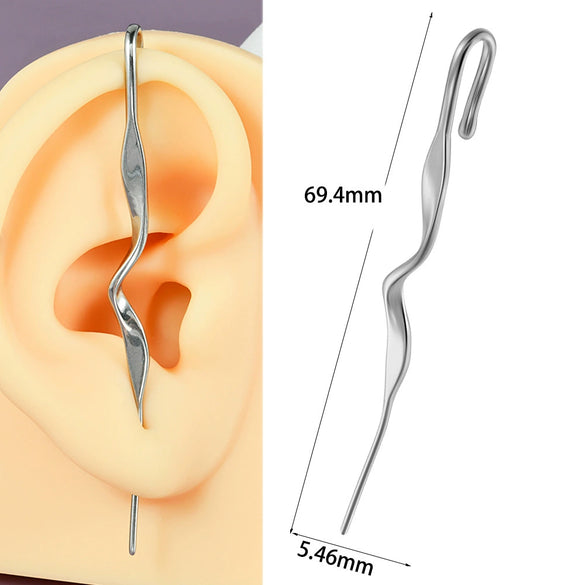 Stainless Steel Cast Serpentine Punk Ear Piercing Earrings With Polishing