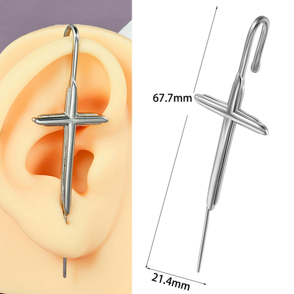 Stainless Steel Cast Serpentine Punk Ear Piercing Earrings With Polishing
