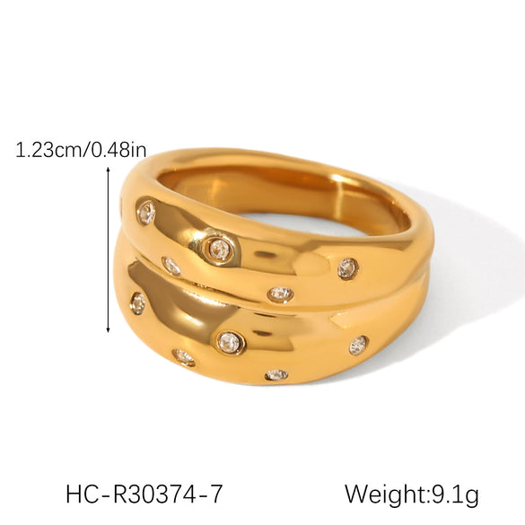 Stainless Steel Casting Geometric Diamondencrusted Women's Rings