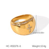Stainless Steel Casting Geometric Diamondencrusted Women's Rings