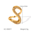 Stainless Steel Casting Geometric Diamondencrusted Women's Rings