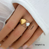Stainless Steel Casting Open Ring Set With Leaf U Shaped And Geometric Patterns Real Gold Plated For Women