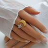 Stainless Steel Casting Open Ring Set With Leaf U Shaped And Geometric Patterns Real Gold Plated For Women