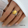 Stainless Steel Casting Open Ring Set With Leaf U Shaped And Geometric Patterns Real Gold Plated For Women