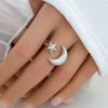 Stainless Steel Casting Open Ring Set With Leaf U Shaped And Geometric Patterns Real Gold Plated For Women