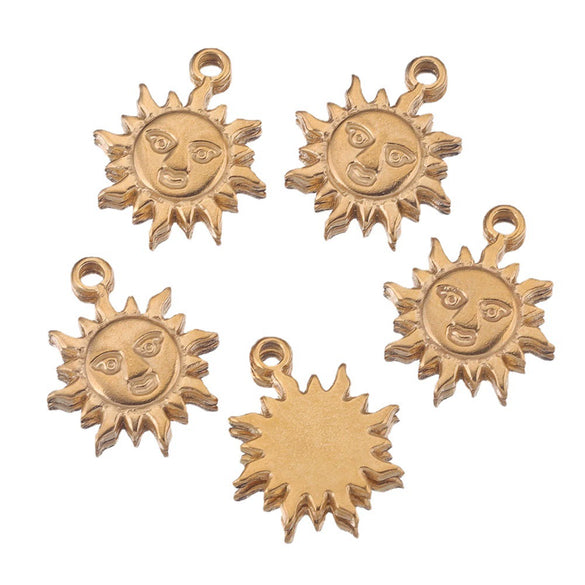 Stainless Steel Casting Smiley Face Sun Moon Dragon Pattern Diy Pendant Necklace Handmade Accessories Electroplating