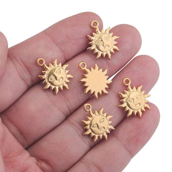 Stainless Steel Casting Smiley Face Sun Moon Dragon Pattern Diy Pendant Necklace Handmade Accessories Electroplating