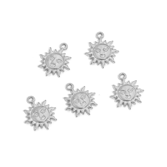 Stainless Steel Casting Smiley Face Sun Moon Dragon Pattern Diy Pendant Necklace Handmade Accessories Electroplating