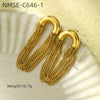 Stainless Steel Casual Curved Chain Long Tassel C Shaped Electroplated Women's Earrings