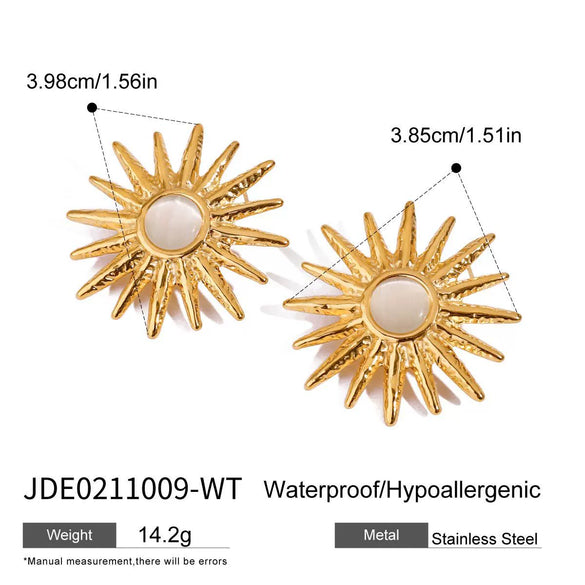 Stainless Steel Cat's Eye Earrings Light Luxury Original Design Geometric Hammer Pattern Electroplating For Women