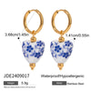 Stainless Steel Ceramic Pearl Earrings With Animal Zodiac Pattern Electroplated For Women