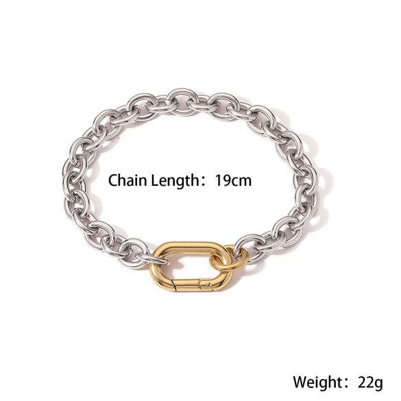 Stainless Steel Chain Bracelet Geometric Style Electroplated For Women