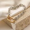 Stainless Steel Chain Bracelet Geometric Style Electroplated For Women
