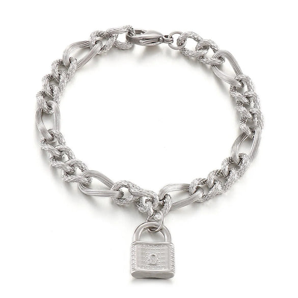 Stainless Steel Chain Lock Shaped Simple Bracelet Wholesale Jewelry Gooddiy