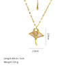 Stainless Steel Chain Shell Starfish Leaf Pendant Necklace Unisex Set With Diamonds