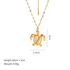 Stainless Steel Chain Shell Starfish Leaf Pendant Necklace Unisex Set With Diamonds