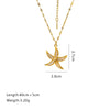 Stainless Steel Chain Shell Starfish Leaf Pendant Necklace Unisex Set With Diamonds