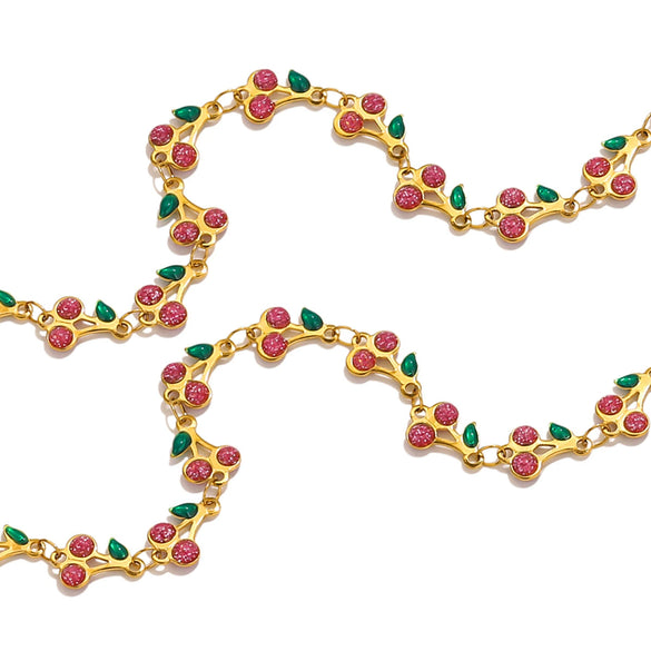 Stainless Steel Cherry Oil Drop Chain Handmade Jewelry Making Accessories For Bracelet And Necklace With Electroplating